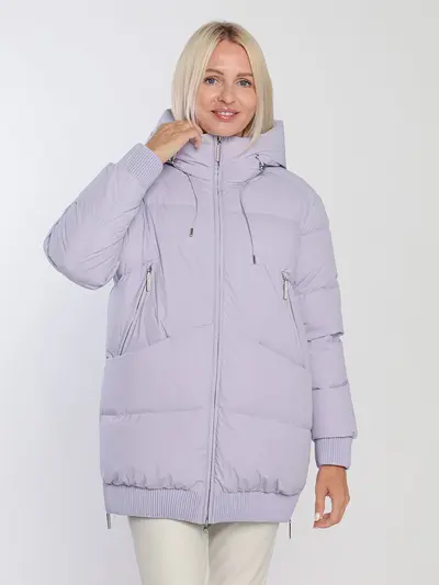 Пуховик  сиреневого цвета с капюшоном